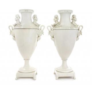 Appraisal: A Pair of Continental Blanc-de-Chine Vases th century each open