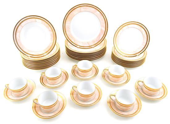 Appraisal: Christian Dior dinner service for eight Marbre Rose fifty pieces