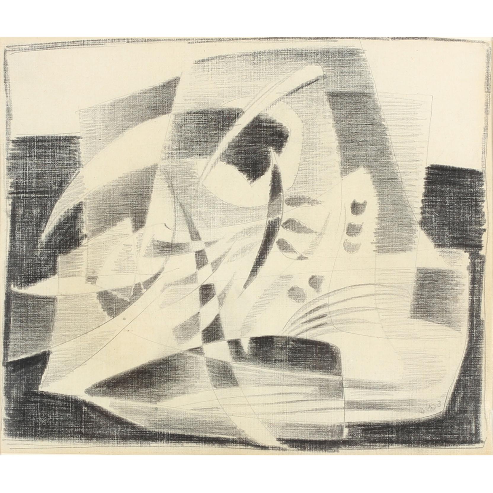 Appraisal: Werner Drewes NY MO - Untitled graphite on papyrus with