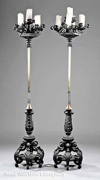 Appraisal: A Good Pair of Beaux Arts Bronze and Wrought Iron