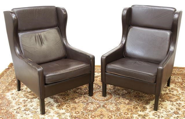 Appraisal: lot of Danish mid-century modern wingback armchairs attributed to Borge