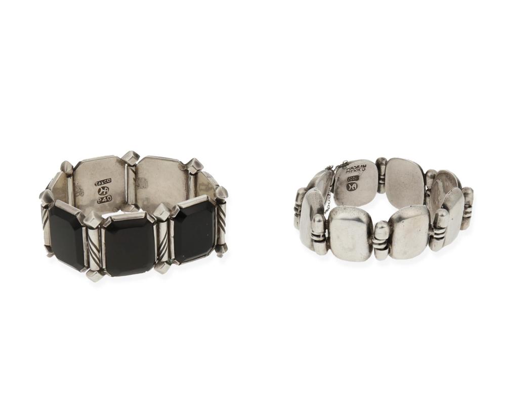 Appraisal: Hector Aguilar - Mexican Two silver link bracelets circa -