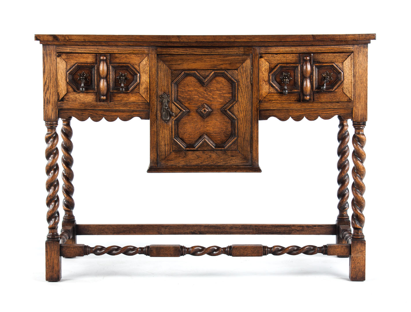 Appraisal: Jacobean Revival oak server flat top two short molded side