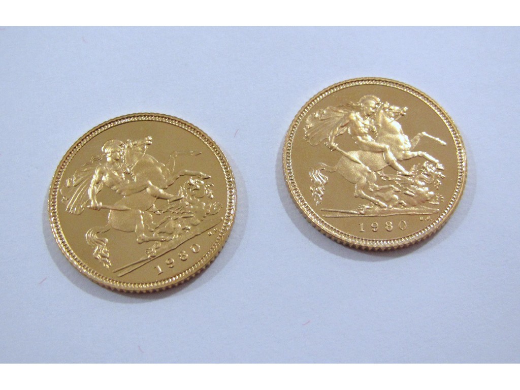 Appraisal: Two Queen Elizabeth II proof half sovereigns both dated