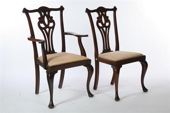 Appraisal: EIGHT CHIPPENDALE STYLE CHAIRS American early th century mahogany Two