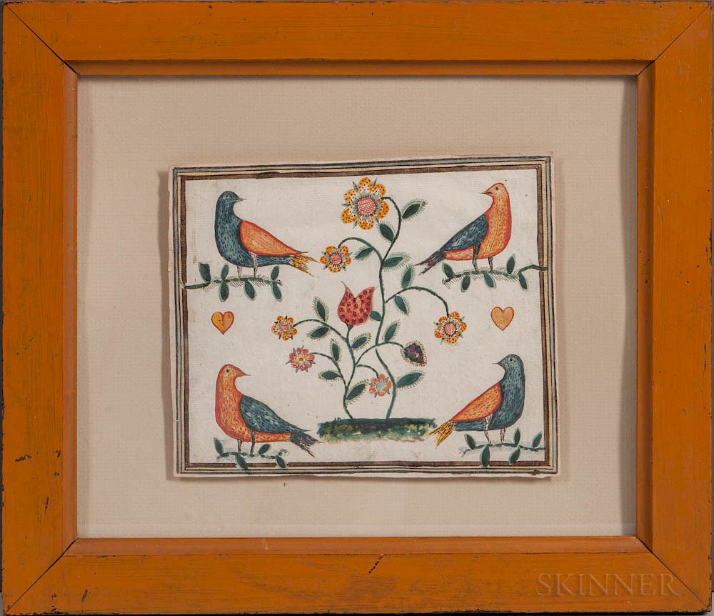 Appraisal: American School Early th Century Birds and Flowers American School