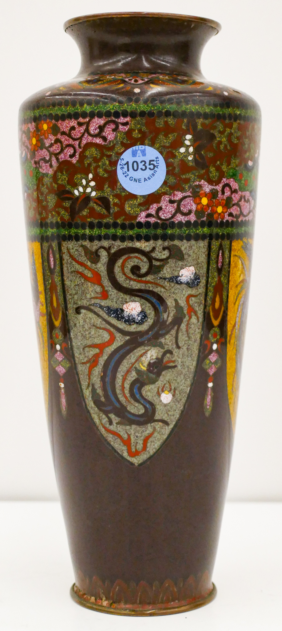 Appraisal: Fine Japanese Meiji Dragon and Phoenix Cloisonne Vase '' -