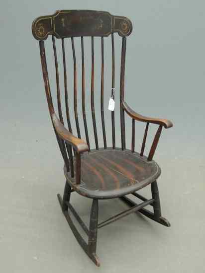 Appraisal: th c paint decorated rocking chair '' Seat Ht ''