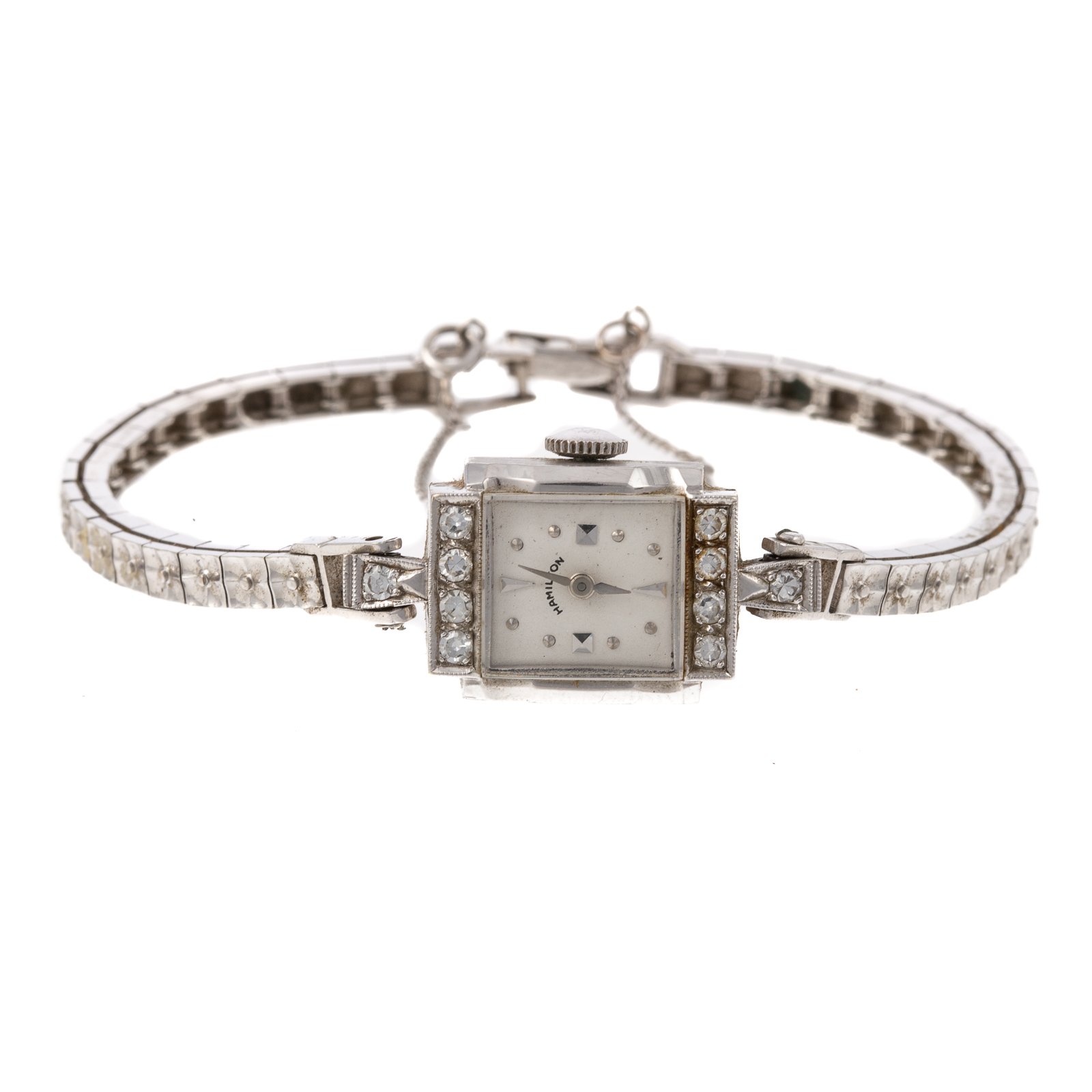 Appraisal: A VINTAGE HAMILTON DIAMOND COCKTAIL WATCH IN K K white