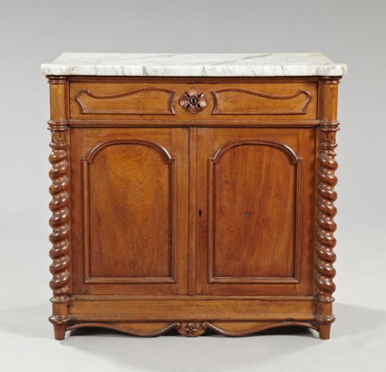 Appraisal: American Rococo Revival Walnut and Marble-Top Washstand third quarter th