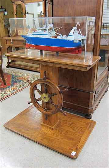 Appraisal: CASED MARITIME INDUSTRY SHIP MODEL ON STAND F T ''Little