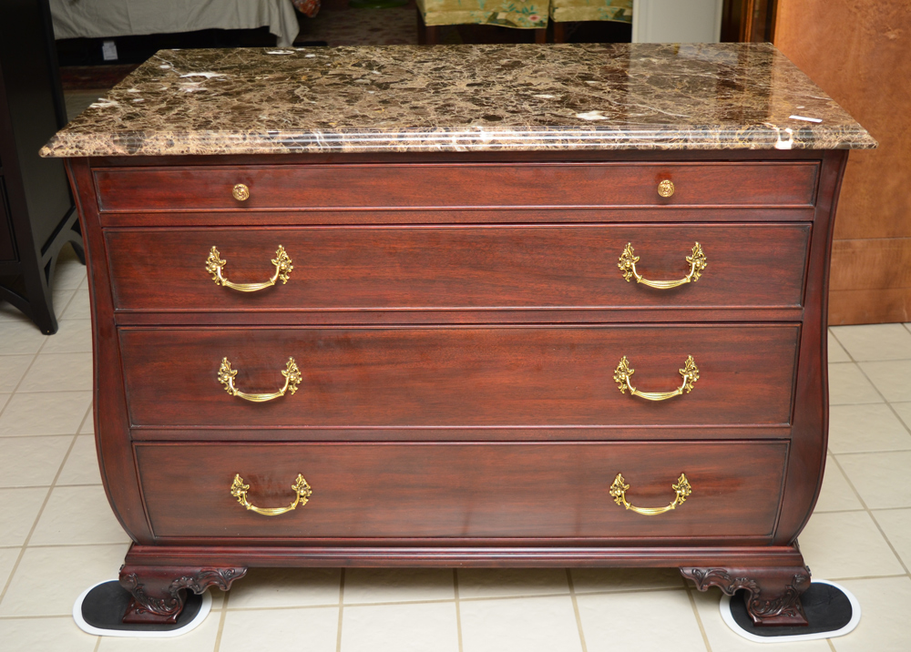 Appraisal: HENKEL HARRIS MARBLE TOP CHEST OF DRAWERS Brown variegated marble