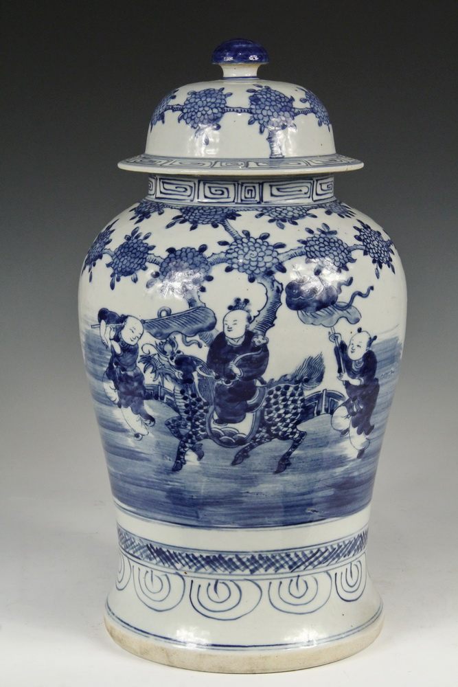 Appraisal: LARGE CHINESE COVERED JAR - Export Storage Jar in Cantonese