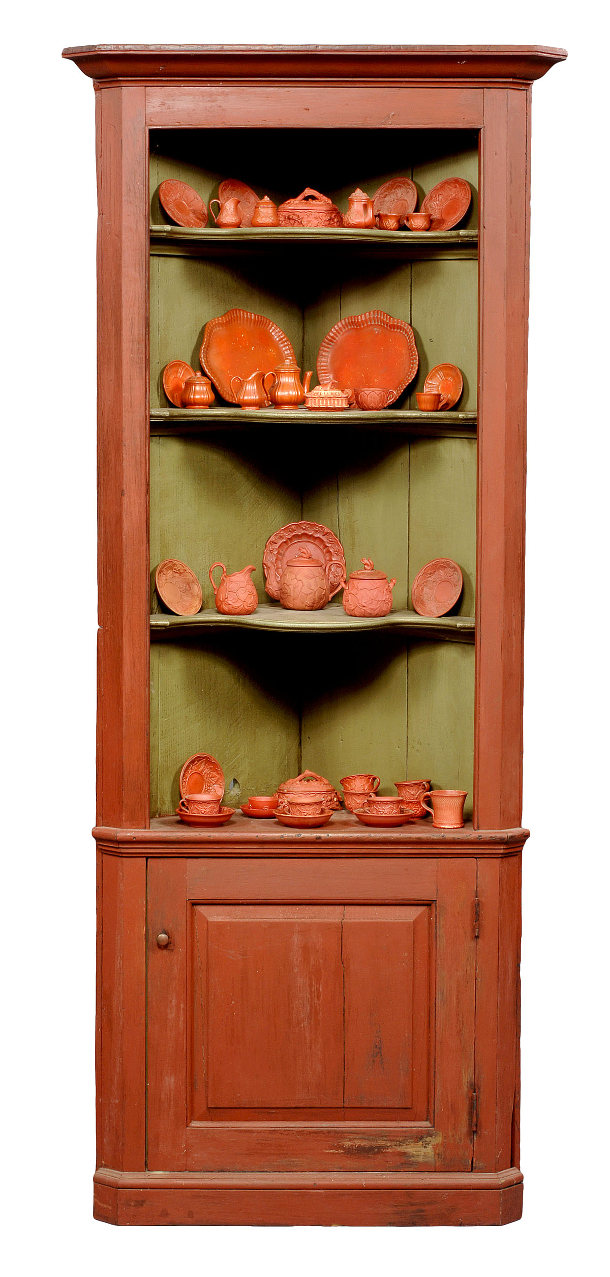 Appraisal: EXTENSIVE COLLECTION OF ENGLISH RED GLAZED EARTHENWARE TABLE OBJECTS Includes