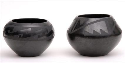 Appraisal: TWO SAN ILDEFONSO BLACKWARE BOWLS Both signed Marie Juilian in