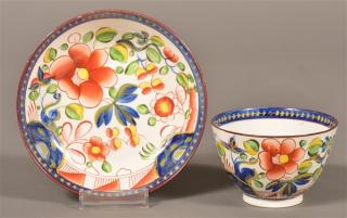 Appraisal: Gaudy Dutch China Single Rose Cup and Saucer Gaudy Dutch