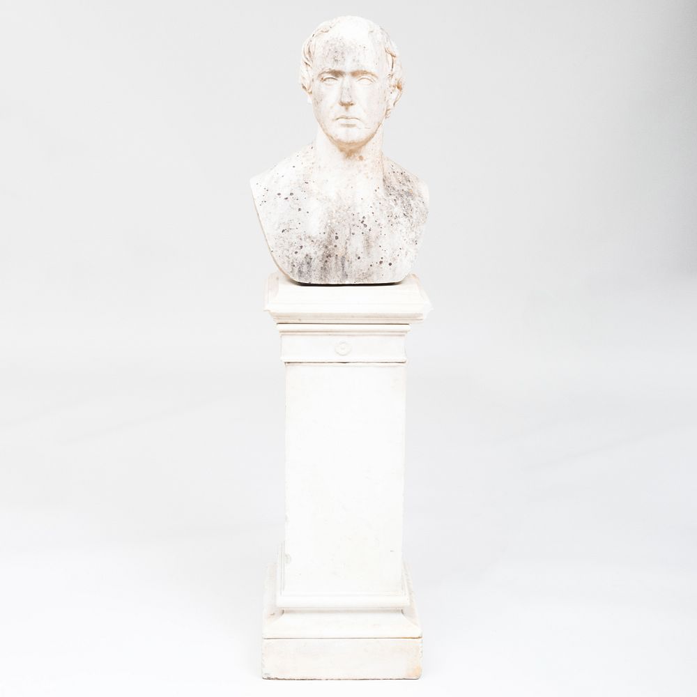 Appraisal: Carved Marble Bust of a Gentleman on a Marble Pedestal