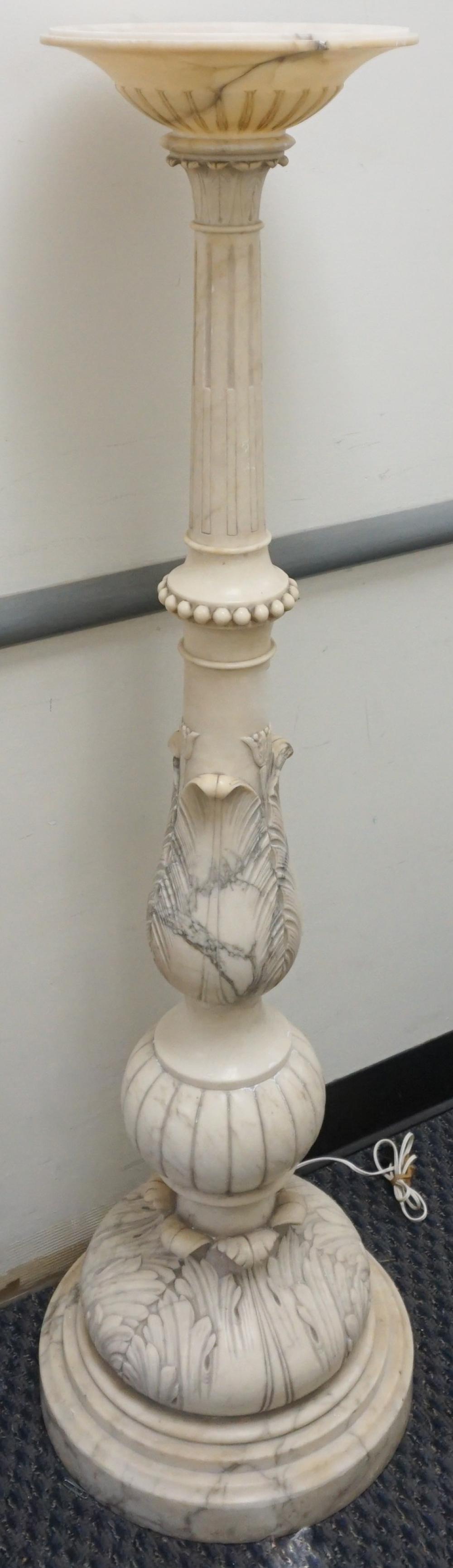 Appraisal: CARVED ALABASTER FLOOR LAMP H IN CM Carved Alabaster Floor