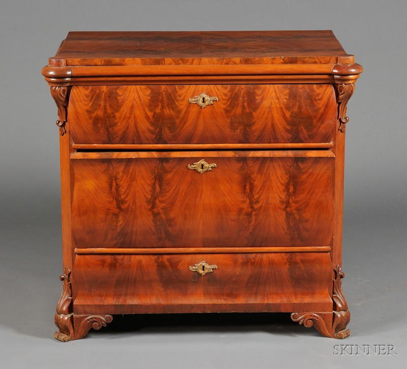 Appraisal: Continental Mahogany and Veneer Chest of Drawers c rectangular top