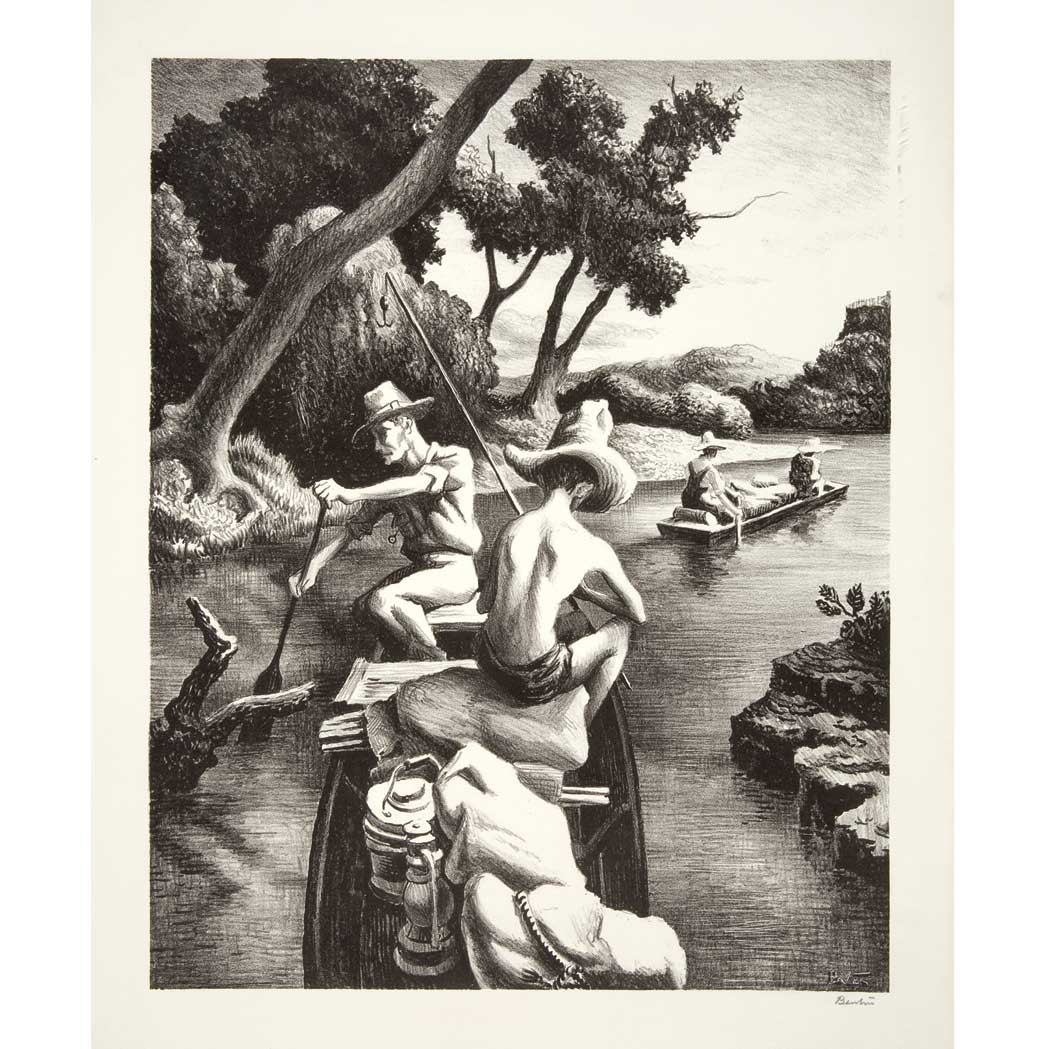 Appraisal: Thomas Hart Benton - DOWN THE RIVER FATH Lithograph signed