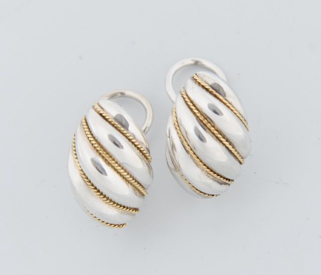 Appraisal: Tiffany Co Sterling K Shrimp Earrings Tiffany Co omega back