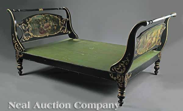 Appraisal: An Antique Venetian Carved Painted and Gilt-Decorated Bedstead th c