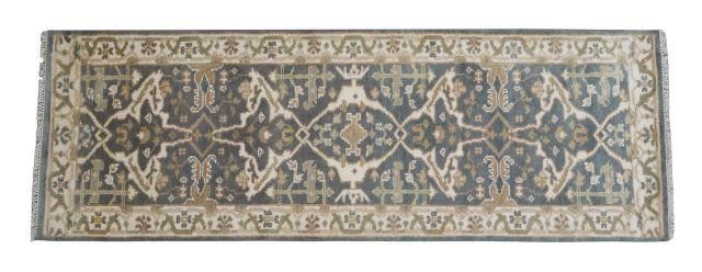 Appraisal: Hand-tied Indo Oushak runner approx ' l ' w