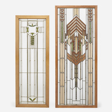 Appraisal: Prairie Style WINDOWS SET OF TWO early th centuryleaded glass