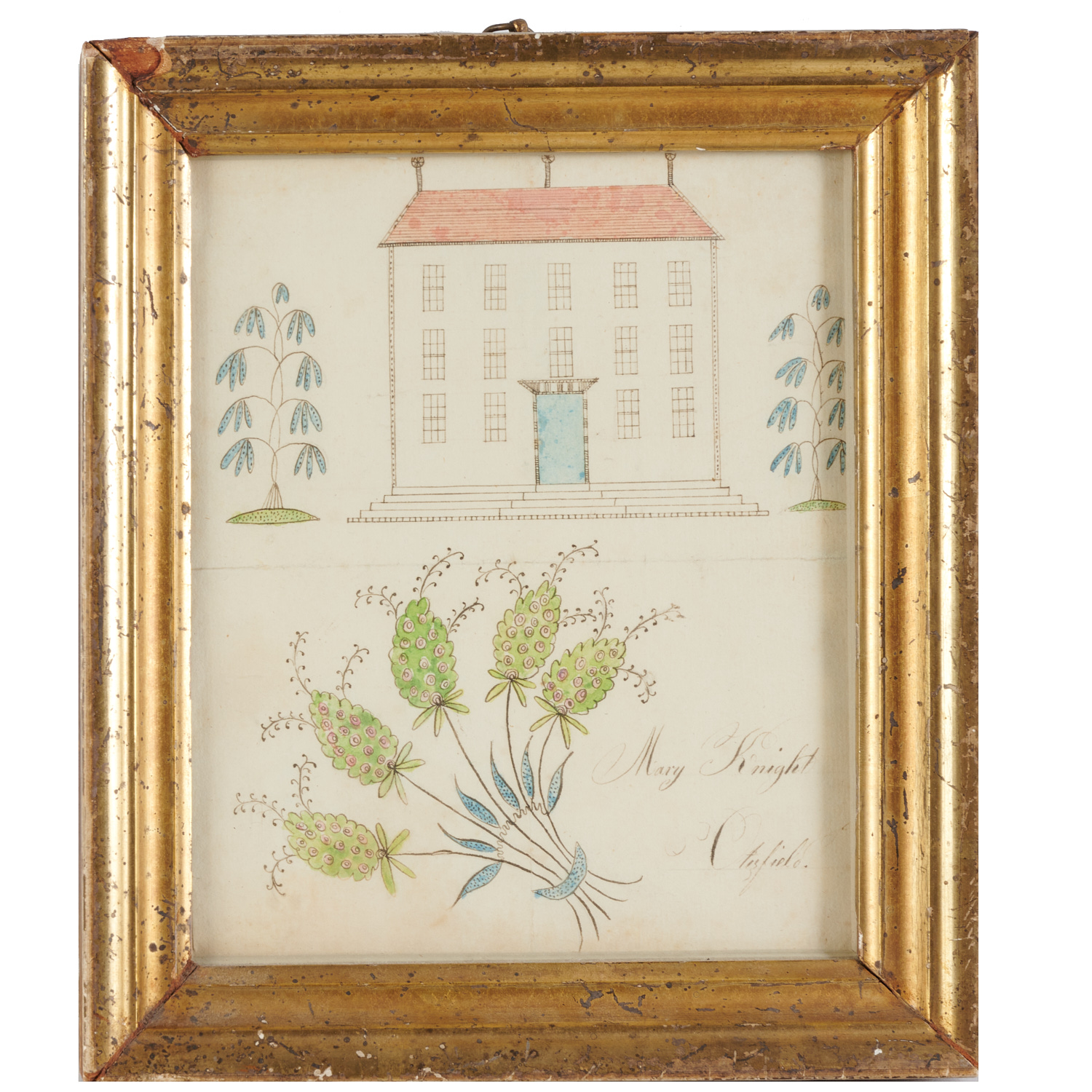 Appraisal: MARY KNIGHT FOLK ART DRAWING MAINE C Mary Knight American