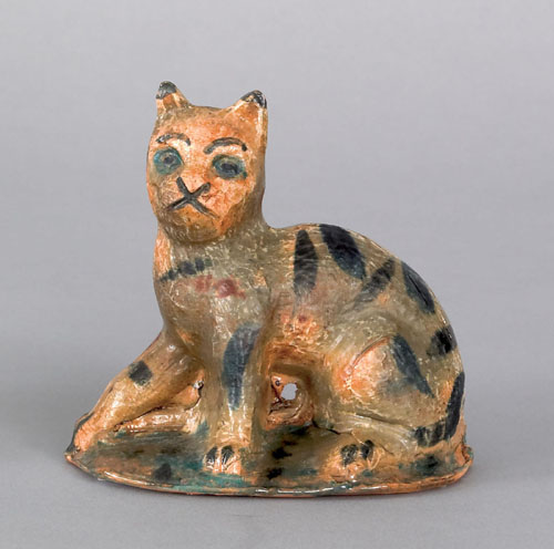 Appraisal: Stahl redware figure of a cat signed RR Stahl h