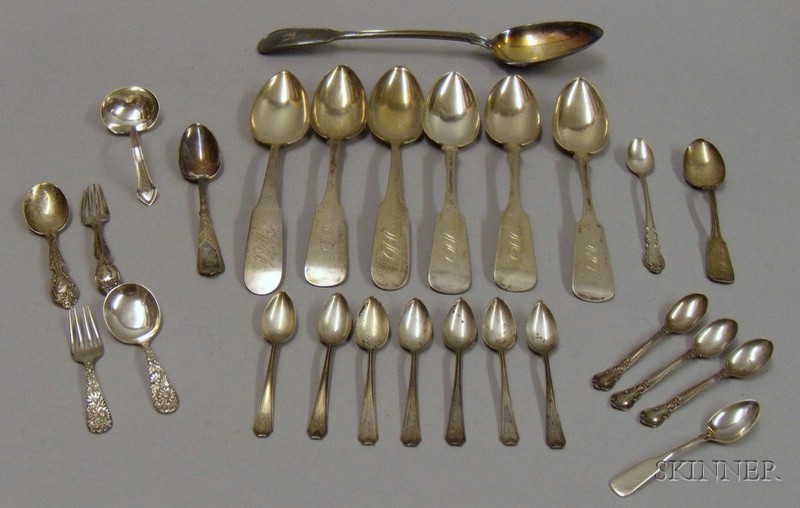 Appraisal: Approximately Twenty-five Pieces of Sterling Silver and Silver Plated Flatware