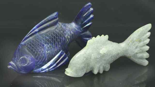 Appraisal: A CHINESE CARVED LAPIS LAZULI MODEL OF A FISH th