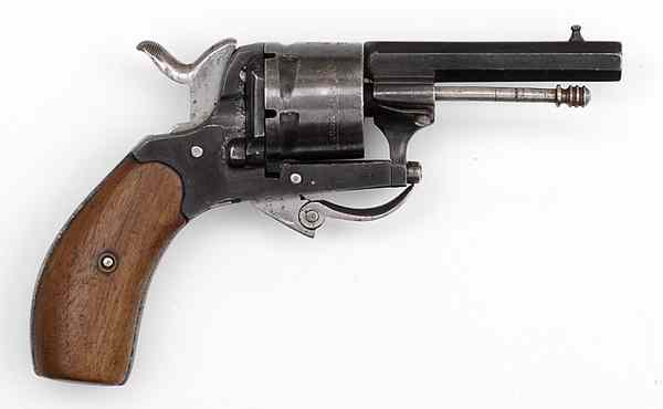 Appraisal: Belgian Pinfire Revolver mm cal '' octagonal barrel Blued finish