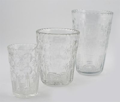 Appraisal: Three graduated Edinburgh and Leigh Star and Moon cut glass