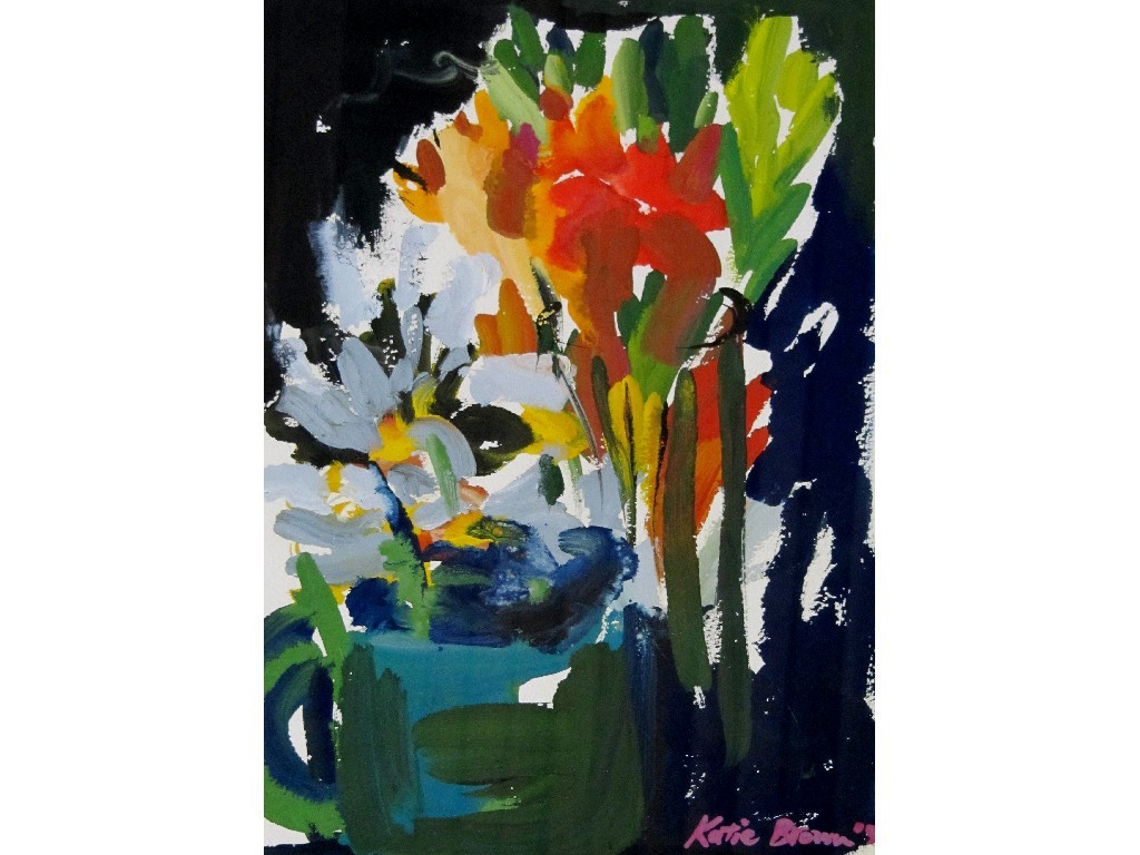 Appraisal: KATIE STEWART BROWN b Gouache still life signed recto and