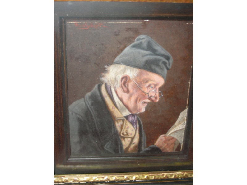 Appraisal: OSCAR SCHMITT GERMAN Portrait of an elderly man reading a