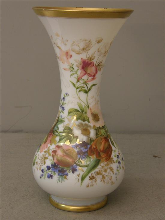 Appraisal: th century hand painted opaque glass vase highlighted in gilt