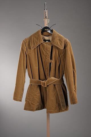 Appraisal: Giorgio Armani brown corduroy outer jacket with belt tab buttons