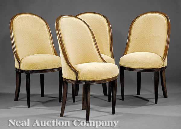 Appraisal: A Set of Four French Art Deco Mahogany Side Chairs