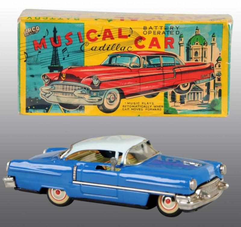 Appraisal: Tin Musical Cadillac Battery-Operated Toy Description Japanese Circa s Working