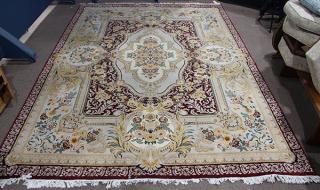 Appraisal: Sino Aubusson style carpet ' x ' Sino Aubusson style