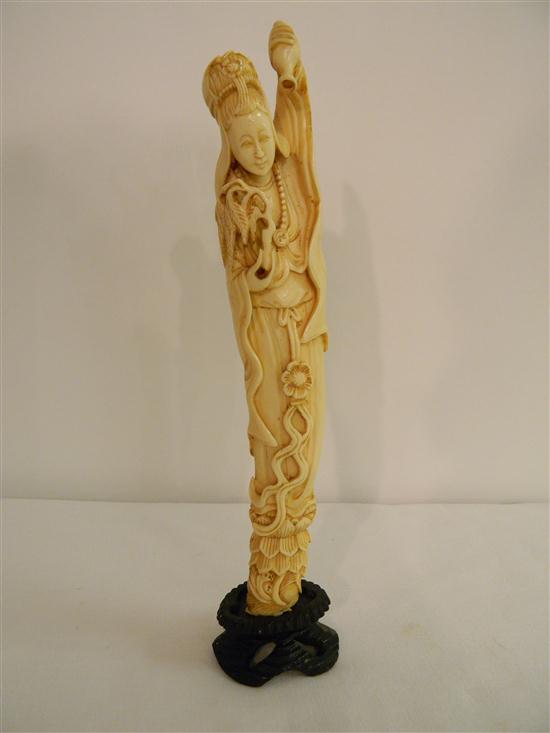 Appraisal: Chinese th century an ivory figure of a goddess holding