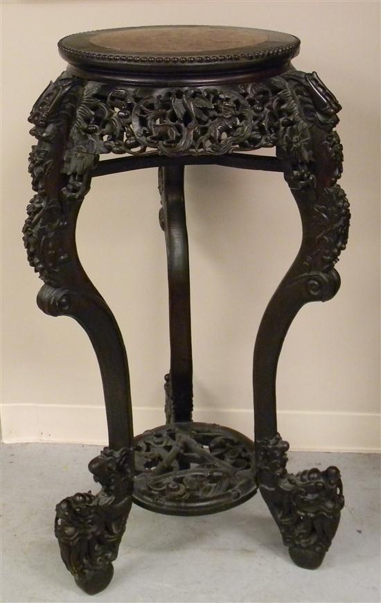 Appraisal: Tall Chinese three legged stand c inset with varigated marble