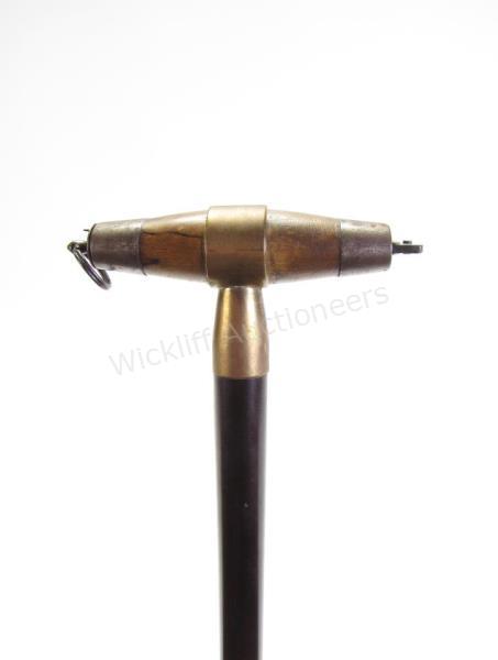 Appraisal: Continental Sailor's Knife Cane solid wood shaft barrel form handle