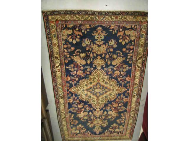 Appraisal: Bakhtiari Persian Handmade Rug ivory central medallion blue field '