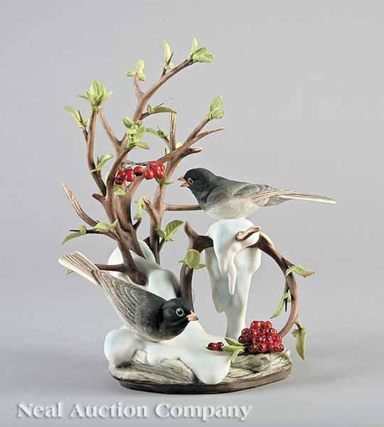 Appraisal: A Boehm Porcelain Slate-Colored Junco Figural Group no - stamped