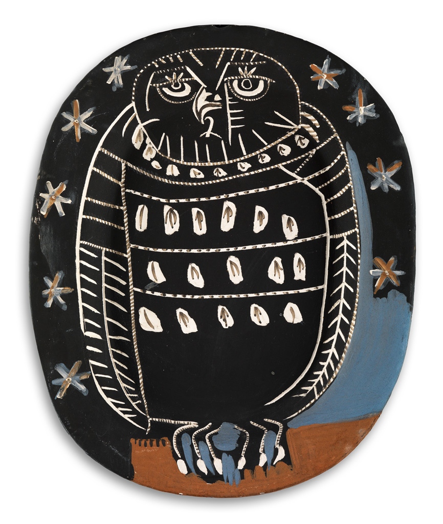 Appraisal: PABLO PICASSO Mat Owl Partially glazed terre de fa ence