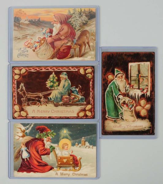 Appraisal: Lot of Santa Postcards Lot has two Santa cookie cards