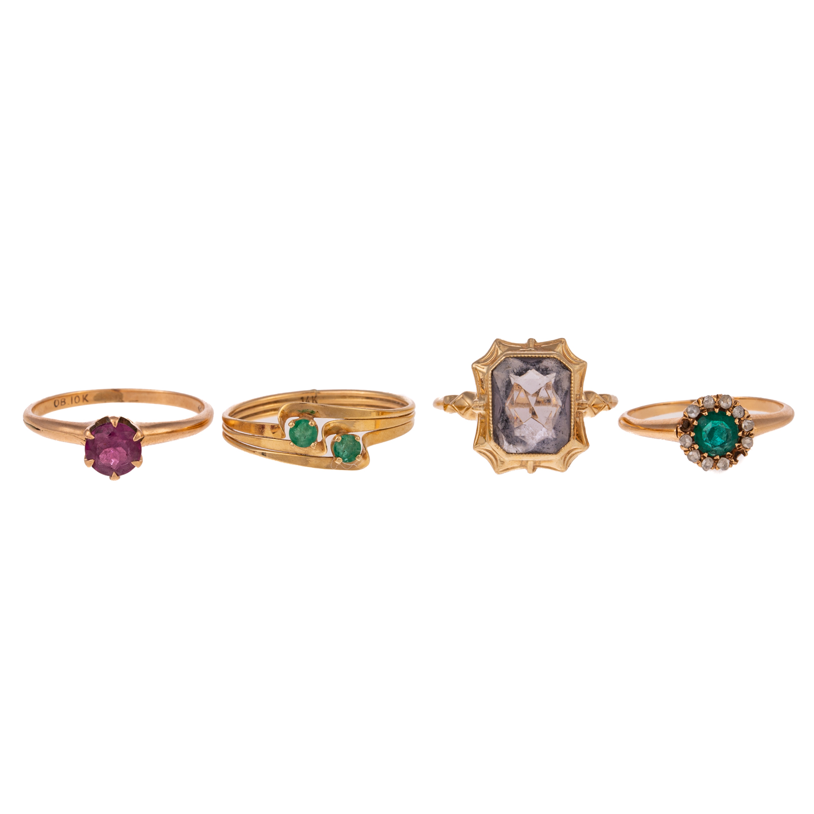 Appraisal: A COLLECTION OF K K GEMSTONE RINGS K yellow gold