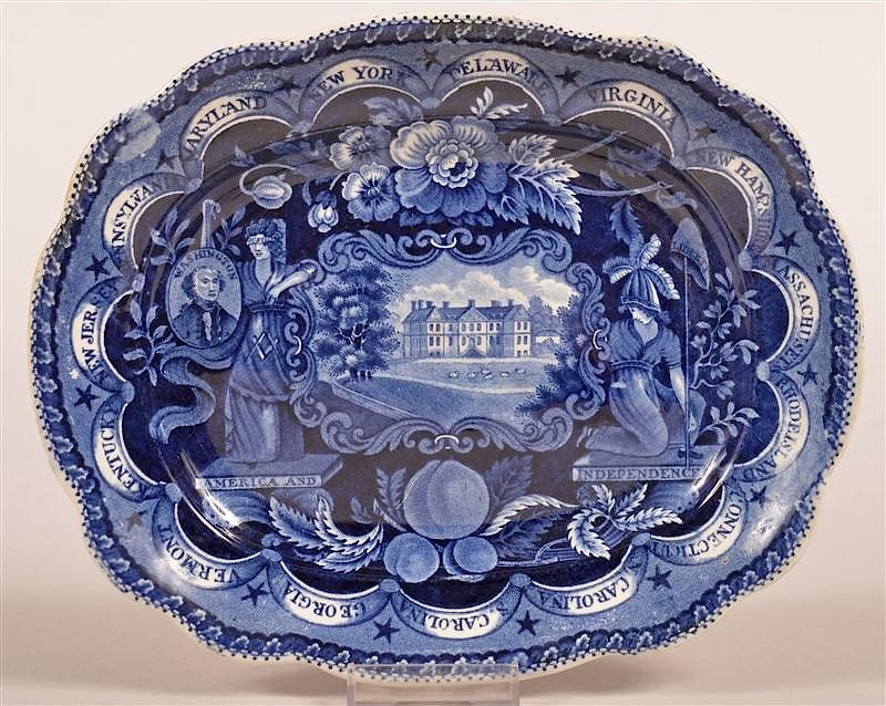 Appraisal: Historical Staffordshire Blue States Platter Historical Staffordshire Blue Transfer China